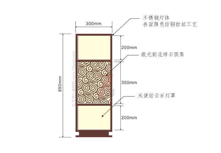 丝瓜视频免费看照明2020新款新中式祥云矮柱柱头灯850mm高尺寸示意图